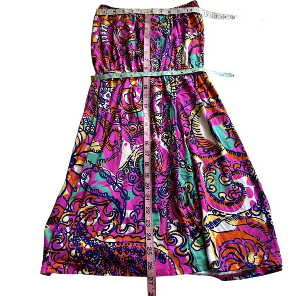 Lilly Pulitzer Women's Short Dress XS Pink Sea & Be Seen Abstract Strapless Mini - Picture 6 of 6